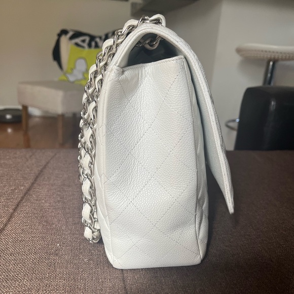 Chanel Quilted Maxi Caviar Silver Hardware Single Flap Shoulder Bag - Picture 3 of 15